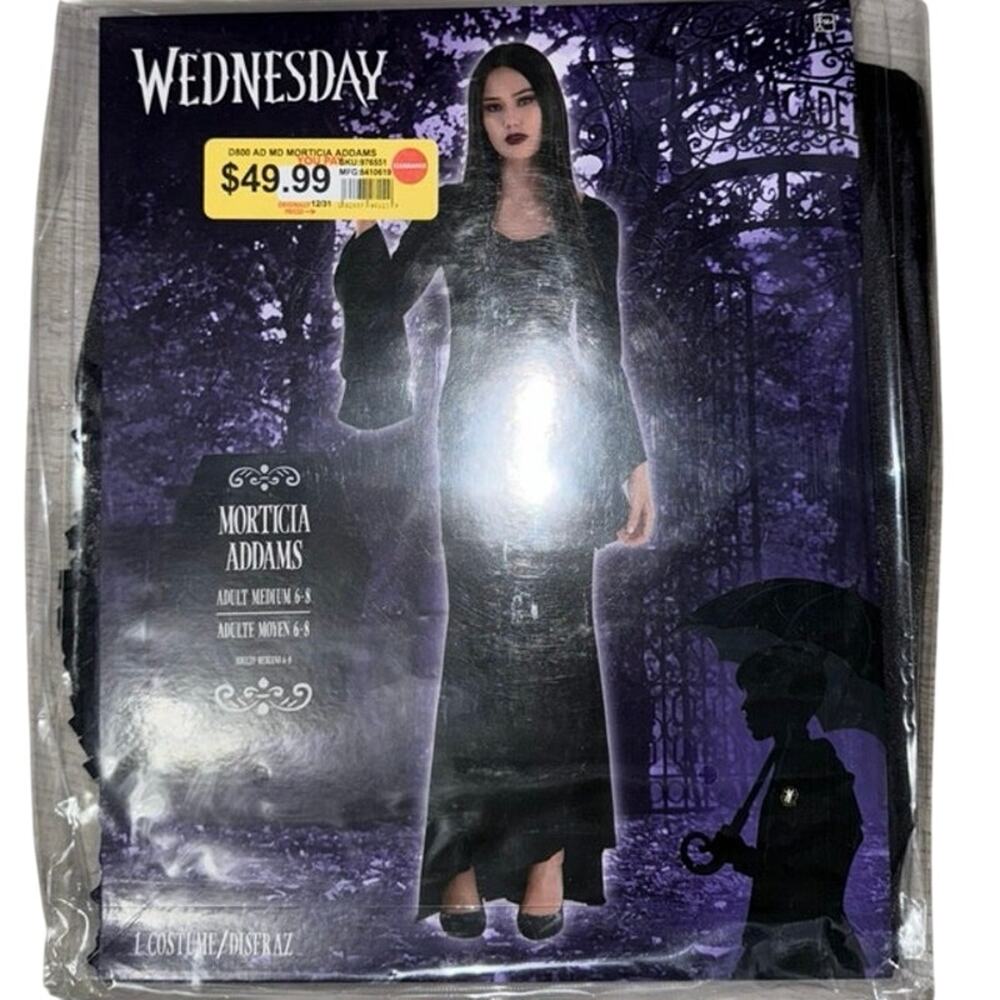 New Wednesday Nevermore Academy Morticia Addams Halloween Costume women’s medium - Picture 8 of 8
